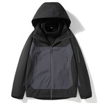 Blocked High Neck Zip-Up Hooded Jacket  // Gray (S)