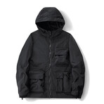 Zip-Up Utility Hooded Jacket // Black (XS)