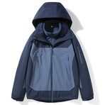 Blocked High Neck Zip-Up Hooded Jacket  // Blue (S)