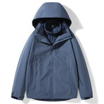 High Neck Zip-Up Hooded Jacket  // Blue (XS)