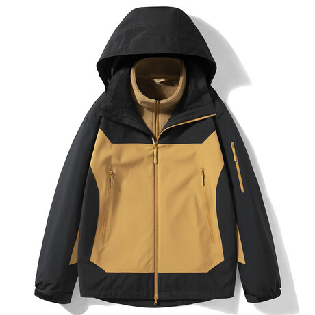 Blocked High Neck Zip-Up Hooded Jacket  // Yellow (XS)