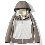 Blocked High Neck Zip-Up Hooded Jacket  // White (S)
