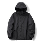 Grid Pattern Zip-Up Hooded Jacket // Black (M)