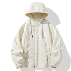 Oversized Zip-Up Hooded Jacket // Milky (XS)