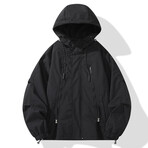 Oversized Zip-Up Hooded Jacket // Black (XS)