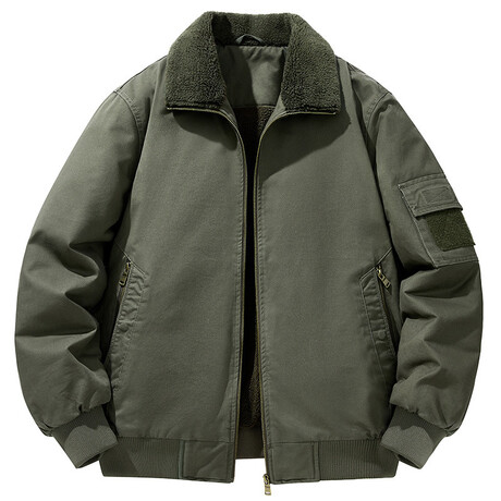 Fleece Lined Bomber Jacket // Army Green (XS)