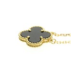 Van Cleef & Arpels // 18k Yellow Gold Vintage Alhambra Onyx Pendant Necklace // 14.76"-16.53" // Store Display