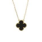 Van Cleef & Arpels // 18k Yellow Gold Vintage Alhambra Onyx Pendant Necklace // 14.76"-16.53" // Store Display
