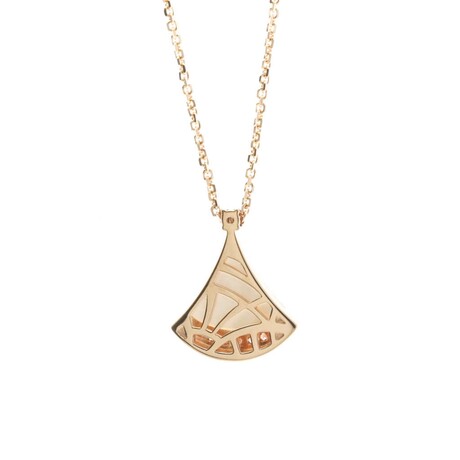Bulgari // 18k Rose Gold Diva Dream Diamond + Mother of Pearl Pendant Necklace // 16.33"-17.32" // Store Display