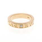 Bulgari // 18k Rose Gold Double Logo Diamond Ring // Ring Size: 5.5 // Store Display
