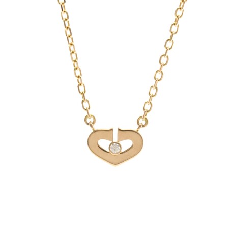 Cartier // 18k Rose Gold C Heart 1P Diamond Pendant Necklace // 15.55" // Store Display
