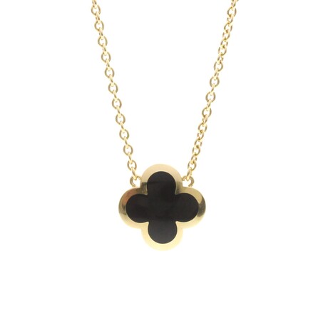 Van Cleef & Arpels // 18k Yellow Gold Pure Alhambra Onyx Pendant Necklace // 14.96"-16.53" // Store Display