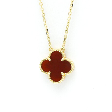 Van Cleef & Arpels // 18k Yellow Gold Vintage Alhambra Carnelian Pendant Necklace // 14.76"-16.33" // Store Display