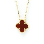 Van Cleef & Arpels // 18k Yellow Gold Vintage Alhambra Carnelian Pendant Necklace // 14.76"-16.33" // Store Display