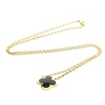 Van Cleef & Arpels // 18k Yellow Gold Pure Alhambra Onyx Pendant Necklace // 14.96"-16.53" // Store Display