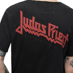 Judas Priest // SS Raw Edge Tee Vintage Wash // Black (M)