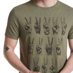 Peace Hands // SS Crew Tee // Dark Moss (S)