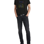 Skull Top Hat // SS Raw Edge Tee Vintage Wash // Black (S)