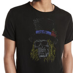 Skull Top Hat // SS Raw Edge Tee Vintage Wash // Black (S)