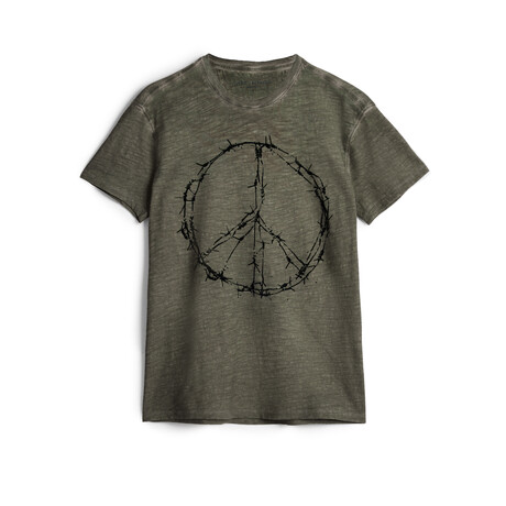 Barbwire Peace // SS Crew Tee // Dark Moss (L)