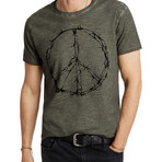 Barbwire Peace // SS Crew Tee // Dark Moss (L)