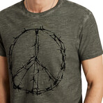 Barbwire Peace // SS Crew Tee // Dark Moss (L)