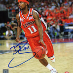 Dee Brown // IL Fighting Illini // Signed Dribbling Action Photo
