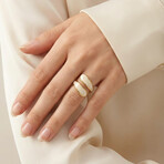 18k Gold Plated Steel + Ivory Enamel Sahara Ring // Ring Size: Adjustable Cuff