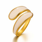 18k Gold Plated Steel + Ivory Enamel Sahara Ring // Ring Size: Adjustable Cuff