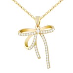 18k Gold Plated Steel + Cubic Zirconia ButterflyLove Bow Pendant Necklace // 16"-18" (Adjustable)