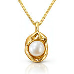 18k Gold Plated Steel + Faux Pearl DropBeam Pendant Necklace // 16"-18" (Adjustable)