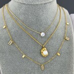 18k Gold Plated Steel + Faux Pearl DropBeam Pendant Necklace // 16"-18" (Adjustable)