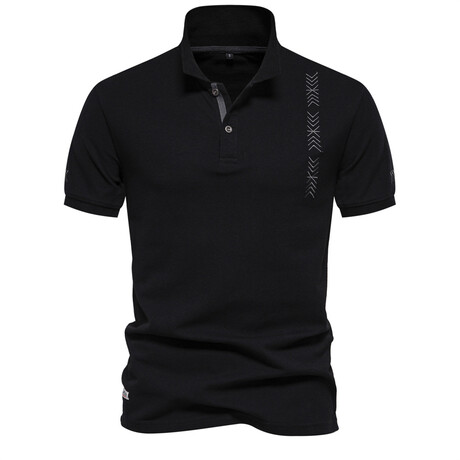 Embroidered Detail Polo // Black (XS)