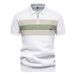 Textured Zippered Polo // White (XS)