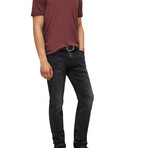 Miles // Short Sleeve Slub V-Neck Knit Tee // Oxblood (M)