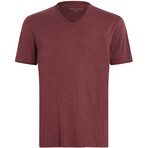 Miles // Short Sleeve Slub V-Neck Knit Tee // Oxblood (M)
