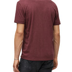 Miles // Short Sleeve Slub V-Neck Knit Tee // Oxblood (M)