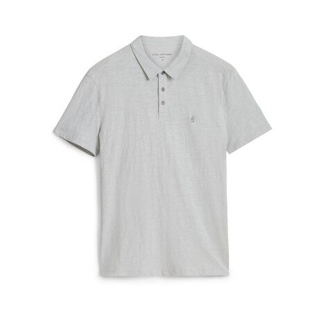 Victor // Short Sleeve Slub Cotton Polo with Pocket // Light Grey (XS)