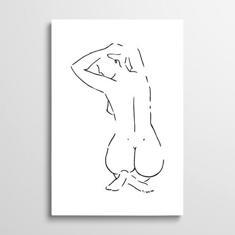 Female Body Sketch VII - Black And White by Nouveau Prints (26"H x 18"W x 1.5"D)