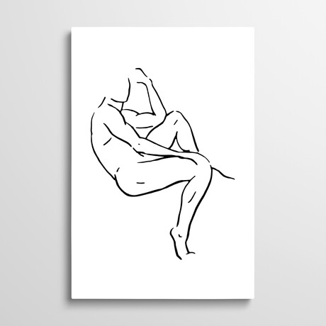 Male Body Sketch II - Black And White by Nouveau Prints (26"H x 18"W x 1.5"D)