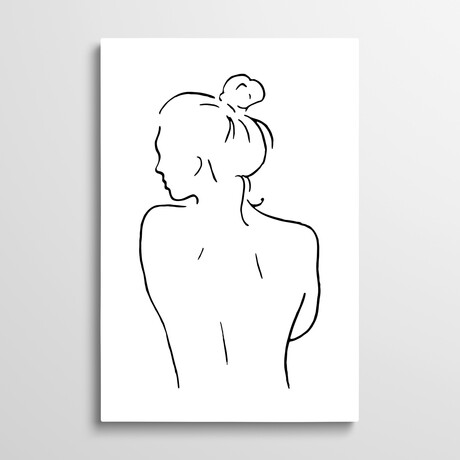 Female Body Sketch II - Black And White by Nouveau Prints (26"H x 18"W x 1.5"D)