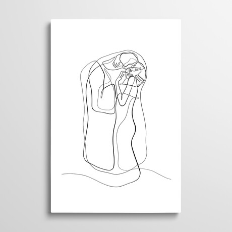 Gustav Klimt - The Kiss With One Line by Dane Khy (26"H x 18"W x 1.5"D)