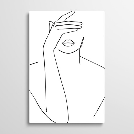 Lady Hiding Face by Blek Prints (26"H x 18"W x 1.5"D)