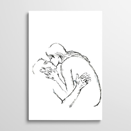 Kissed - Black And White by Fanitsa Petrou (26"H x 18"W x 1.5"D)