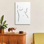 Female Body Sketch VIII - Black And White by Nouveau Prints (26"H x 18"W x 1.5"D)