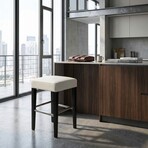 Aspen Counter Stool in Genuine White Leather with Black Legs