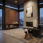 Bare Decor Juliet Genuine 100% Hide and Teak Vanity Stool Ottoman // Black and White