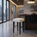 Aspen Counter Stool in Genuine White Leather with Black Legs