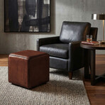 Cortesi Home Bronco Genuine Leather Cube Ottoman // Brown