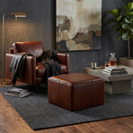 Bare Decor Nikola Genuine 100% Leather Square Ottoman // Brown